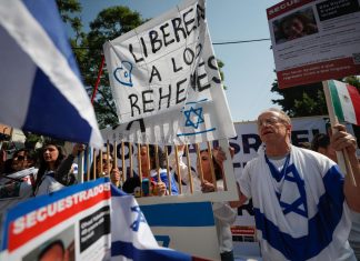 Manifestación en contra del terrorismo de Hamas, en la Ciudad de México.