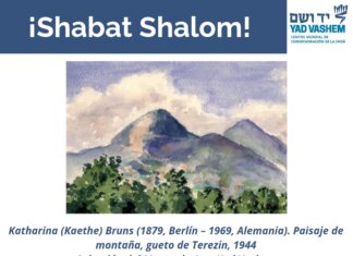 ¡Shabat Shalom! Yad Vashem nos comparte Paisaje de montaña, gueto de Terezin 1944