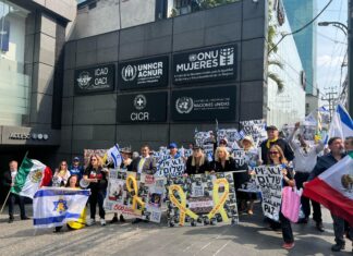 Manifestación Pacífica en la ONU México por la liberación de los rehenes del atentado en la franja de gaza en Israel