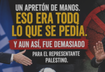¿Así o más claro? Una muestra de paz. El representante palestino lo rechazó frente al mundo entero