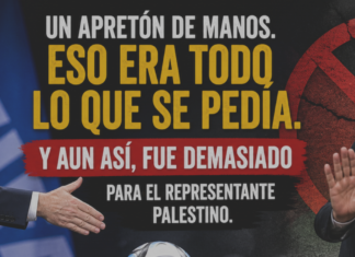 ¿Así o más claro? Una muestra de paz. El representante palestino lo rechazó frente al mundo entero