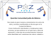 Comunicado de Solidaridad PAAZ – Comunidad Judía de México